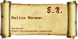 Balics Norman névjegykártya